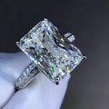 Oversized Rectangular Clear Solitaire Pave Ring In Silver Tone view 6