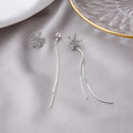 Silver Snowflake and Long Double Bar Drop Earrings view 2