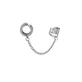 Three Silver Tone Hoop and Ear Cuff Chain Earrings view 6