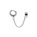 Three Silver Tone Hoop and Ear Cuff Chain Earrings view 5