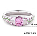 Colored Cushion Stone Leaf Pattern Ring In Three Designs view 5