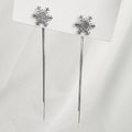 Silver Snowflake and Long Double Bar Drop Earrings view 4