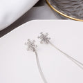 Silver Snowflake and Long Double Bar Drop Earrings view 3