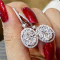 Gold and Silver Tone Double Circle Drop Earrings with Clear Stone Accents view 3