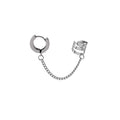 Three Silver Tone Hoop and Ear Cuff Chain Earrings view 7