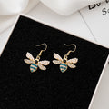Pearl Look Crystal Bee Gold Tone Hook and Stud Earrings view 2