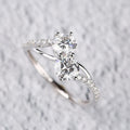 Silver Tone Floral Ring with Two Clear Round Stones view 3