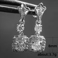 Silver-Tone Square Halo Crystal Drop Huggie Earrings view 3