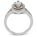 Two Tone Marquise Halo Ring with Clear Center Stone view 3