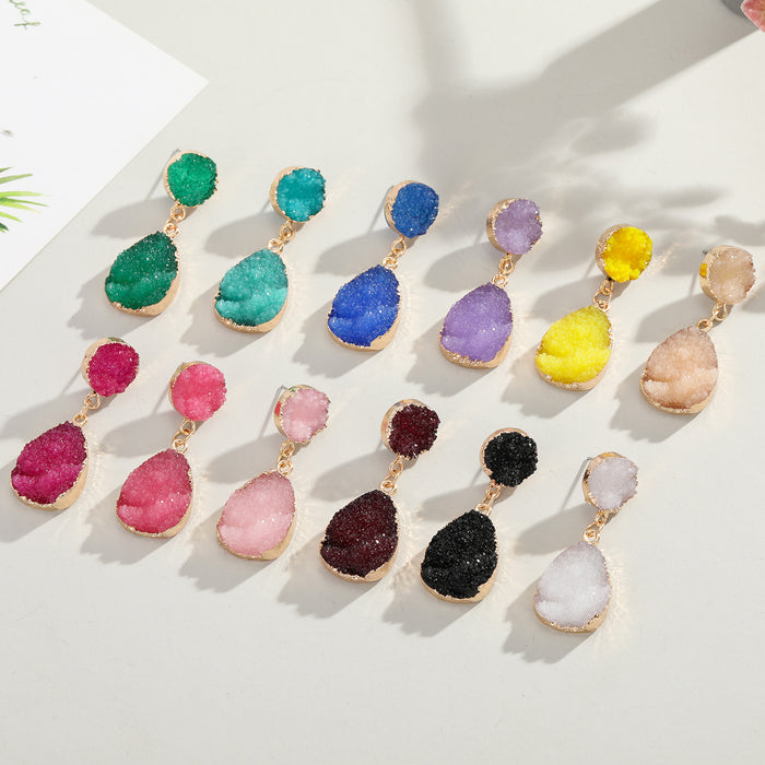 Double Teardrop Druzy Drop Stud Earrings in Thirteen Colors