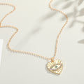 Silver Tone Heart Evil Eye Pendant Necklace with Crystal Border view 2