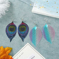 Colorful Printed Skeleton Leaf Hook Earrings in Seven Designs view 4