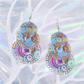 Colorful Printed Openwork Metal Hook Earrings in Eight Designs view 2