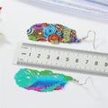 Colorful Printed Openwork Metal Hook Earrings in Eight Designs view 3