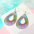 Colorful Printed Openwork Metal Hook Earrings in Eight Designs view 7