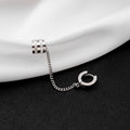 Three Silver Tone Hoop and Ear Cuff Chain Earrings view 2