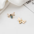 Pearl Look Crystal Bee Gold Tone Hook and Stud Earrings view 3