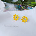 Gold Enamel Daisy Flower Stud Earrings Four Color Ways view 7