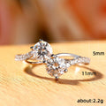 Silver Tone Floral Ring with Two Clear Round Stones view 5