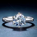 Silver Six-Prong Round CZ Solitaire Ring Twisted Band view 1