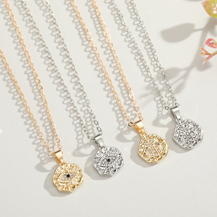 Round Crystal Hamsa and Evil Eye Pendant Necklaces in Four Designs