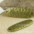 Believe Bar Connector Charm with Two Holes for Braided Bracelets