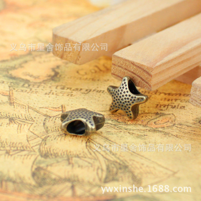 Spotted Starfish Alloy Large Hole Bead 13mm