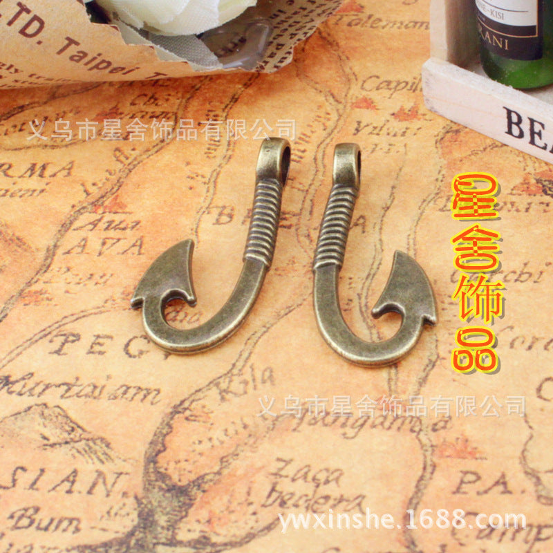 31x14mm Fish Hook Alloy Charm Pendant
