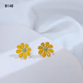 Gold Enamel Daisy Flower Stud Earrings Four Color Ways view 4