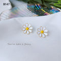 Gold Enamel Daisy Flower Stud Earrings Four Color Ways view 8