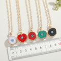 Small Druzy Heart and Sunflower Evil Eye Pendant Necklaces view 4