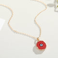 Small Druzy Heart and Sunflower Evil Eye Pendant Necklaces view 7