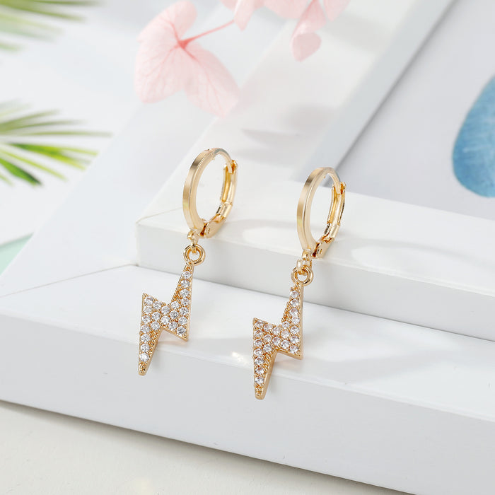 Gold Tone Crystal Huggie Drop Earrings in Three Symbol Designs