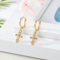 Gold Tone Crystal Huggie Drop Earrings in Three Symbol Designs view 3