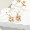 Gold Tone Crystal Halo Hook Earrings in White Red or Green view 2