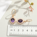 Gold Tone Crystal Halo Hook Earrings in White Red or Green view 5