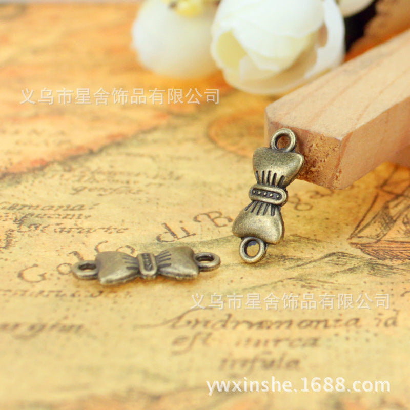 Alloy Double Bow 2-Hole Bracelet Connector 19x8mm