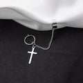 Silver Star and Cross Chain Linked Ear Cuff Earrings view 4