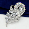 Blue Silver Tone Flower Crystal Metal Brooch Pin 1 Pictured Designs view 1