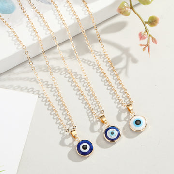 Ten Millimeter Evil Eye Pendant Necklaces in Three Colorways
