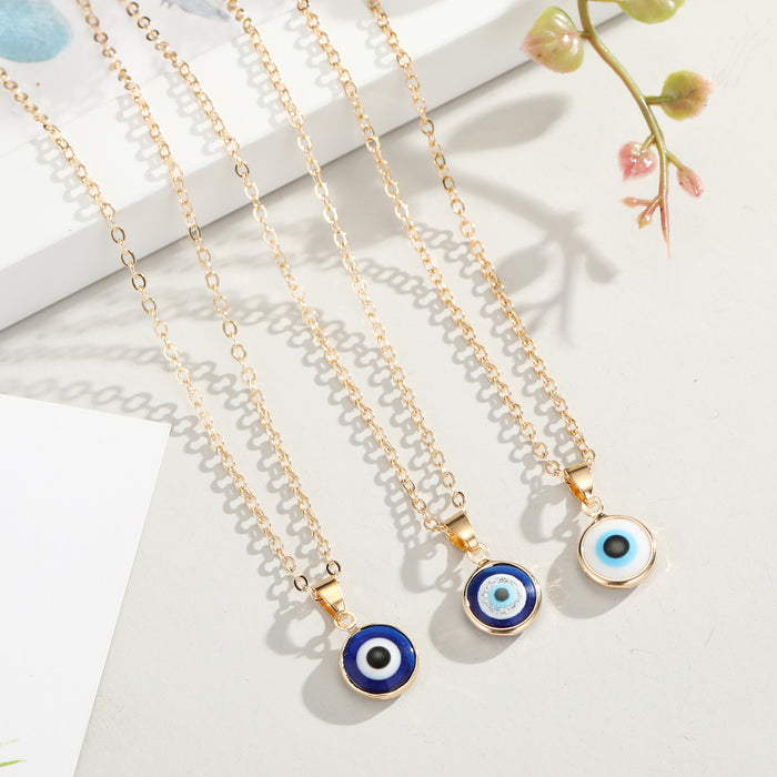 Ten Millimeter Evil Eye Pendant Necklaces in Three Colorways