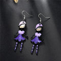 Cartoon Girl Hook Earrings in Five Bright Color Options view 2
