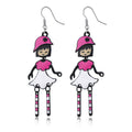 Cartoon Girl Hook Earrings in Five Bright Color Options view 7