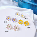 Gold Enamel Daisy Flower Stud Earrings Four Color Ways view 2