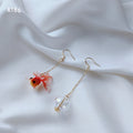 Gold Tone Goldfish And Clear Bubble Asymmetric Long Earrings In Two Colors view 4