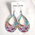 Colorful Printed Openwork Metal Hook Earrings in Eight Designs view 10
