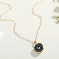Small Druzy Heart and Sunflower Evil Eye Pendant Necklaces view 2