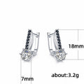 Clear or Black Stone Hoop Drop Earrings in Silver Tone view 5