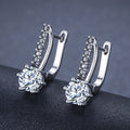 Clear or Black Stone Hoop Drop Earrings in Silver Tone view 7