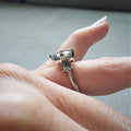 Silver Tone Twisted Ring with Light Blue Round Stone view 4